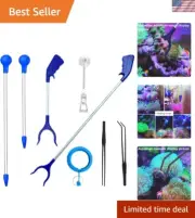 Long Coral Feeder Grabber with Tweezers & Veggie Clip - 8 Pieces