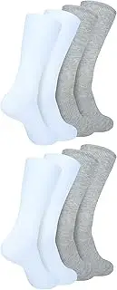 [Zaccai] Women's Dress Socks Casual Lightweight Cotton Socks (4 Pairs), 2 White, 2 Grey