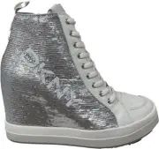 RTLS $160 DNKY FUN SOPHIE WEDGE WOMENS SEQUIN SNEAKERS SHOES SZ 9