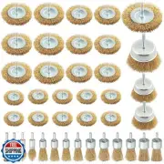 WENHUALI Wire Wheel Cup Brush Set, 40 Pcs Abrasive Brass Coated Wire Wheel Br