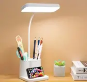 LED Dimmable Desk Lamp Bedside Study Reading Table Light USB Ports & Pen Holder