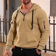 Men's Hoodie Quarter Zip Hoodie Fleece Hoodie Tactical Hoodie Black Navy Blue Khaki Dark Gray Gray Hooded Plain Patchwork Sports Outdoor Casual Daily Streetwe