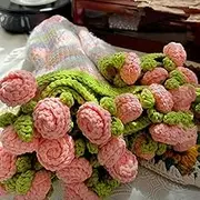 Bouquet Blanket Crochet, DIY Handmade Rose Blanket Crochet Flower, Soft, Lightweight and Romantic Multi-Purpose Bouquet Blanket for Mother'S Day, Anniversaries, Office, Holiday Gifts, Home Decoration(