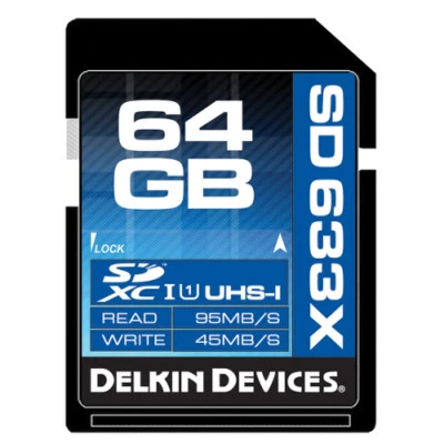 Delkin 64GB SDHC Elite 633X UHS-I Class 3 Memory Card - Lifetime Warranty