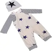 [Yardenfun] Cute Boys Suit Set Spring Outfit Star Strap Trousers Long-sleeve Top Hat