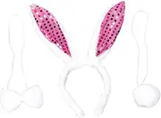[Amosfun] 3pcs Girls Headbands Purple Decorations Blue Suit Easter Bunny Ears Headband Plush Headband Plush Tail Three Piece Suit Rabbit Set Headgear Child Blue Clothing Adult Costumes