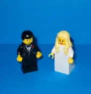 NEW LEGO WEDDING BLONDE HAIR BRIDE AND BLACK HAIR GROOM IN BLACK TUX