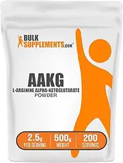 BulkSupplements.com AAKG Powder - Arginine Alpha-Ketoglutarate, AKG Supplement - Arginine Supplement, Unflavored & Gluten Free, 2500mg per Serving, 500g (1.1 lbs) (Pack of 1)