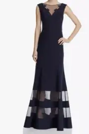 AIDAN MATTOX Women's Navy Sleeveless size 2 long Evening Sheath Dress NWT $330
