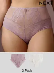 Mauve Purple High Rise Lace Knickers 2 Pack (E10770) | $34