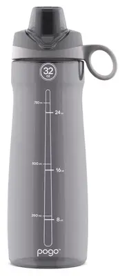 Pogo BPA-Free Tritan Plastic Water Bottle with Chug Lid 32 Oz Grey