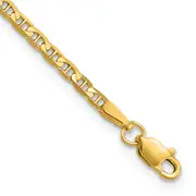 14K Yellow Gold 8 Inch 2.4mm Concave Anchor With Lobster Clasp Bracelet