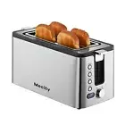 4 Slice Toaster, Long Slot Toaster With Countdown Timer, Bagel/Defrost/Reheat...