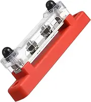 Mikinona Red Black Single Row Bus Bar Terminal Block 2-Way for Rv and Boat Easy Installation Space-Saving Design Ideal for Power Distribution and Ground Connection