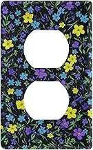 Yellow Purple Flower Decorative toggle light switch cover unique wall switch plates tapa para interruptor de luz 4.53" x 2.76" Toggle Switch