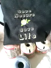 "Save nature" bag and Lot Royale silkessence Microfiber crochet thread