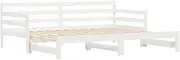 'vidaXL Solid Wood Pine Daybed with Trundle, Single Size, Versatile Sofa Bed with Extra Storage, White, Ideal for Living Room and Bedroom