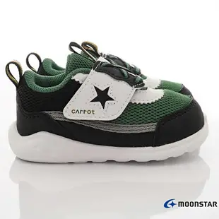 日本月星Moonstar機能童鞋-Carrot可機洗系列寬楦玩耍速乾鞋款1387黑綠(寶寶段)