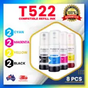 8x Generic T522 Ink Bottle BK+C+M+Y for Epson EcoTank ET4700 ET2710 ET2720