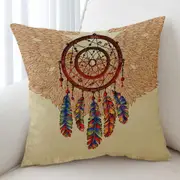 Beige Native American Dream Catcher Cushion Cover