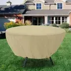 (Beige)Round Table Dust Cover Outdoor Waterproof Garden Patio Furniture Cover HG