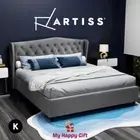 Artiss Bed Frame KING Single Size Mattress Base Wooden Platform Fabric Grey PIER