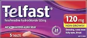 [Telfast] Hayfever Allergy Relief 120mg - Non-drowsy - For sneezing, runny nose, itchy eyes and itchy throat, 5 Tablets