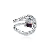 Culturesse Sterling Silver Artificial Zircon Open Ring White Rhodium Plating