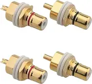 4PCS Gold A Terminal Gold Plated Copper A Panel Mount Female Jack Terminal Socketo Connector for A Jack Female Chassis Connector for Amplifiers