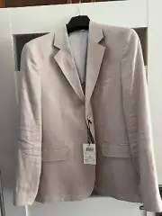 Mexx 100% Linen Blazer Beige Jacket Summer 48 Natural