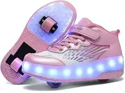 Wooowyet LED Roller Skate Shoes for Kids Boys Girls Light Up Fashion Sneakers Wheels Roller Shoes Wheeled USB Rechargeable Hook&Loop