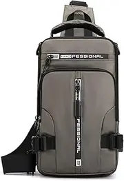 [Generic] Men's Multifunctional Chest Bag, Stylish Casual Shoulder Cross-Body Bag, Space Cloth Backpack Khaki 1