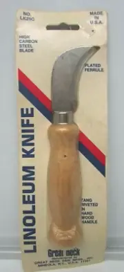 Rare Vintage Great Neck Linoleum Knife High Carbon Steel NOS New No. LK25C