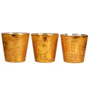 Napa Home & Garden Set of 3 Orange Glass Votive Candle Holders 4"