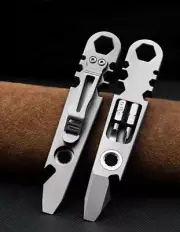 EDC Titanium Alloy Pocket Pry Bar Crowbar Ratchet Wheel Outdoor Multi Tools