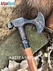 ANTIQUE BLACK BRASS AXE DESIGN HEAD HANDLE WOODEN WALKING STICK CANE GIFT