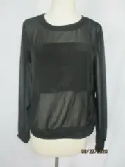 Silence + Noise Urban Outfitters Sheer Black Top M Modest Panel Long Sleeve NEW