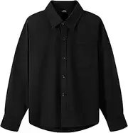 [DANUOKU] Boys Dress Shirts Tuxedo Shirt Long-Sleeve Button Down Shirt