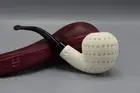 Lattice Pear Pipe BLOCK MEERSCHAUM-NEW-HAND CARVED W Case#1750