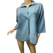 NWT$238 Eileen Fisher Cardigan Sweater LARGE Felted Lambswool Cashmere Aqua Blue