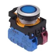 IDEC CW Series Blue 24V illuminated Maintained Flush Push Button Switch 1NO-1NC
