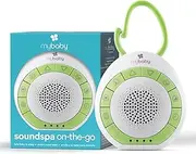 myBaby Soundspa On‐the‐Go, Plays 4 Soothing Sounds, Adjustable Volume Control, Adjustable Clip for Strollers, Diaper Bags, Car Seats, Small and Lightweight, Auto Timer, MYB‐S115