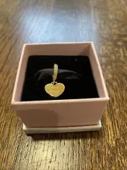 Pandora charm, Gold Heart Engraved (Dancing Diva, XO), New, never worn
