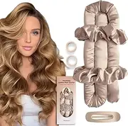 BLINKEEN Satin Heatless Hair Curler Set - Heatless Curls Overnight, Jumbo Curling Rod Headband, No Heat Curlers To Sleep in (Beige, Large)