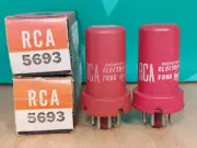 Perfectly Matched Pair of RCA 5693 Special Red 1958 Vacuum Tubes #2