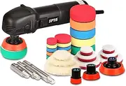 SPTA 3 inch Mini Polishing Machine Rotary Polisher Polisher Auto Detailing Polishing Pad Mix Size Kit Buffing Pad and 75mm,100mm,140mm M14 Thread Extension Shaft for Car Sander AU Plug