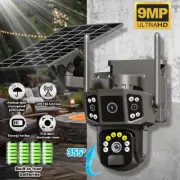 9MP Wireless Outdoor Solar Security Camera Auto-Tracking Dual Lens WIFI PTZ CCTV