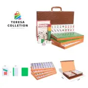 Chinese Mahjong Set, Mahjong Game Set with 146 Numbered Large Tiles 1.5", Gre...