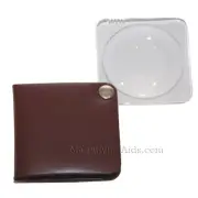 3.5X Eschenbach Leather Folding Square Pocket Magnifier - 60 mm Maroon