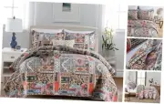 Cotton Bedspread Quilt Sets Reversible Queen Size Gorgeous Bohemian Flower